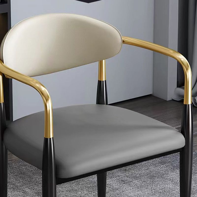 Contemporary Metal Dining Chair Black Legs Dining Room Arm Chair