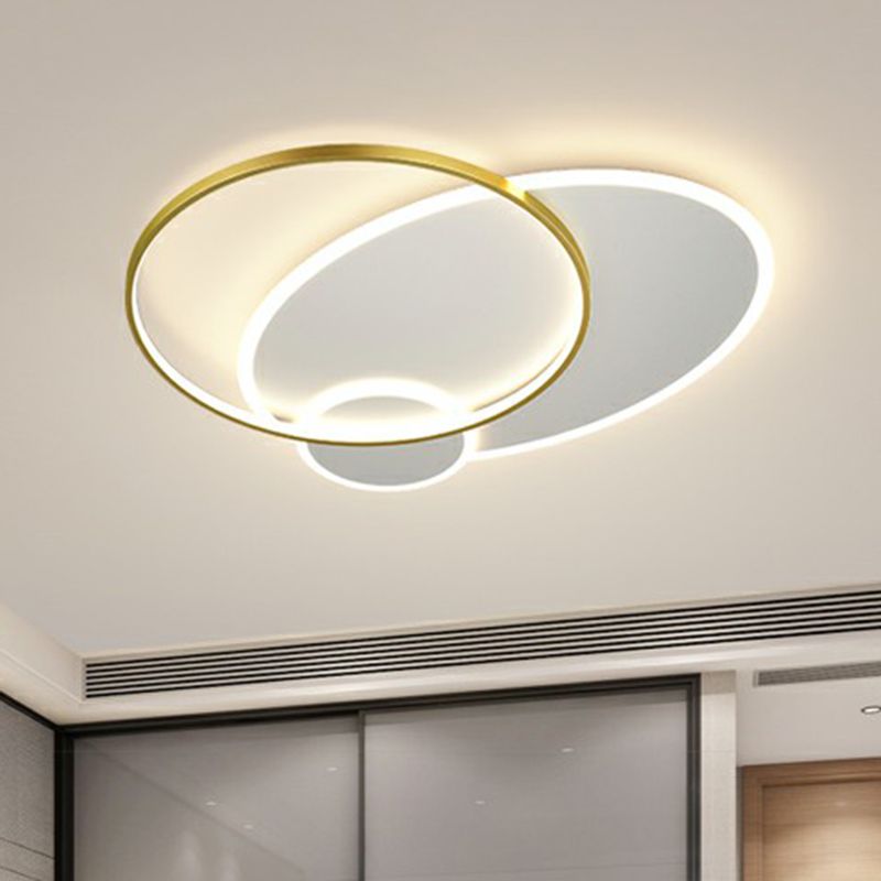 3-Loop Metallic Flush Mount Fixture Modern LED Ceiling Flush Light for Living Room