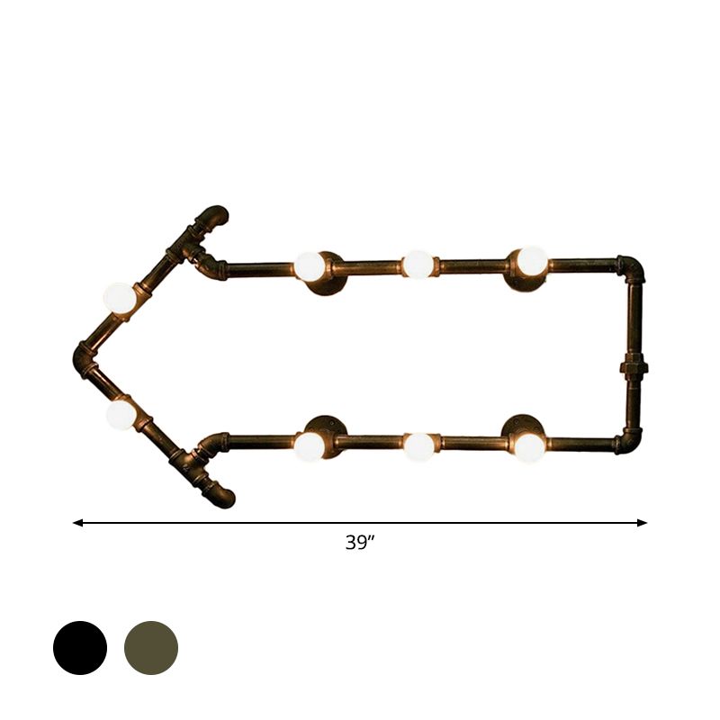 8-Licht-Wandleuchter leichter industrielles Arrow-förmiger Rohrleitungslampe in Schwarz/Bronze für das Restaurant