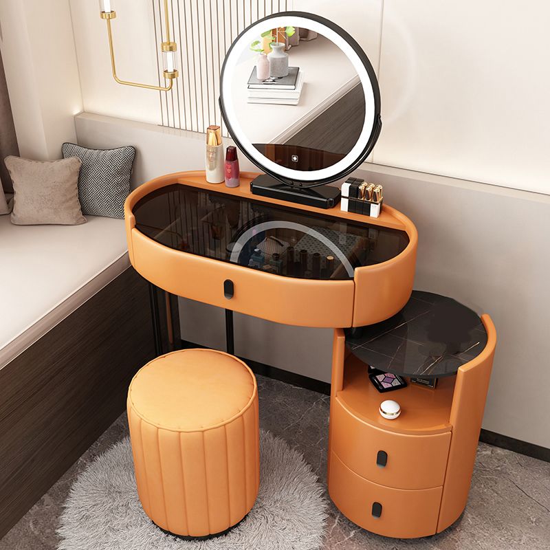 3 Drawers Glam Makeup Vanity Desk with Glass Top Makeup Vanity