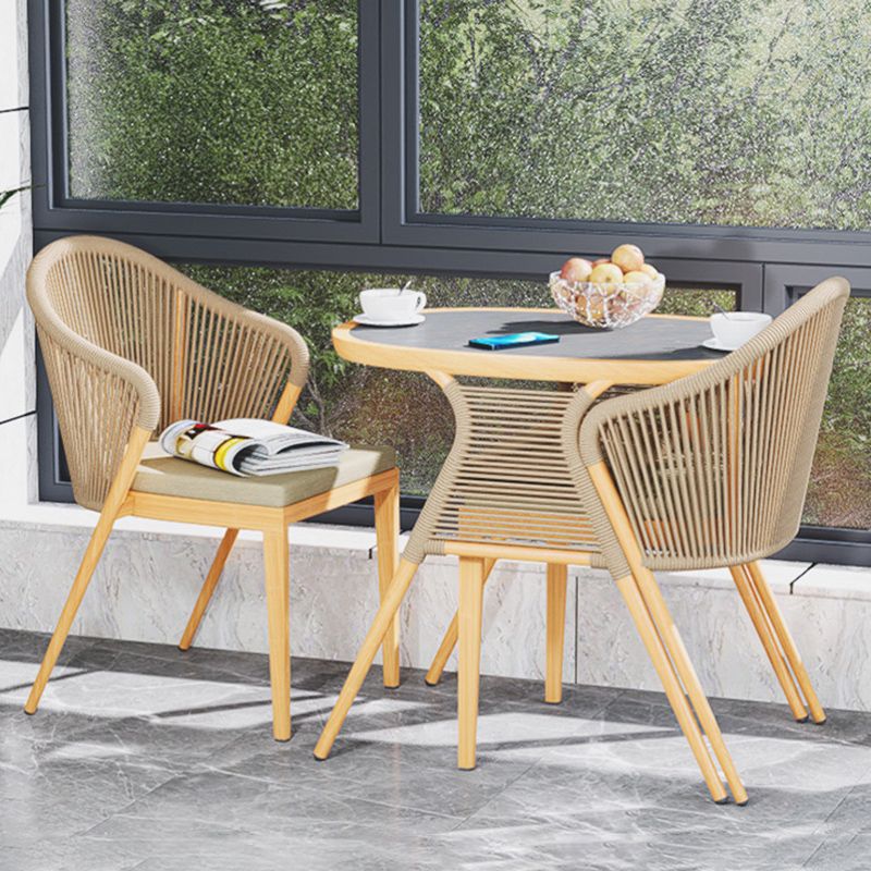 Modern Style Bistro Set Metal Base 3 Pieces Bistro Set for Outdoor
