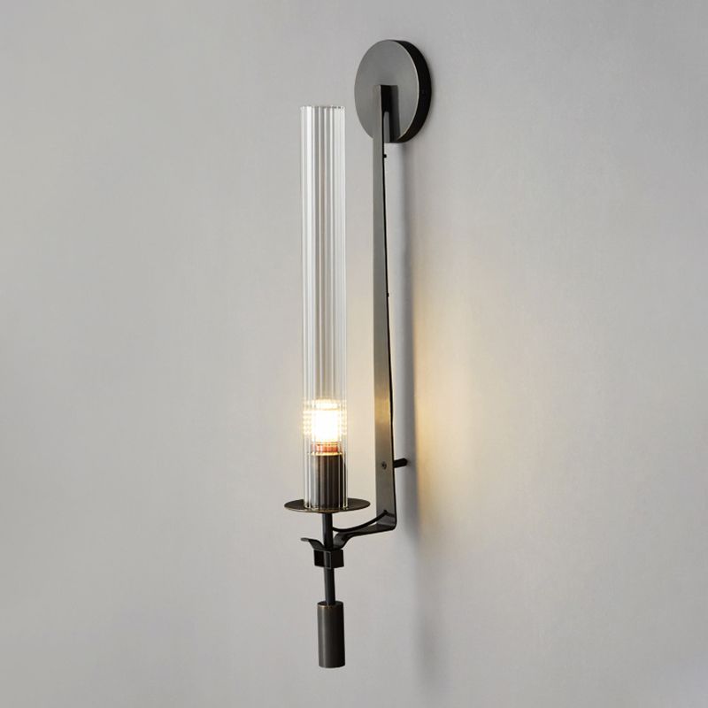 Geometric Wall Lighting Simplicity Metal 1 Light Rustic Wall Sconces in Black