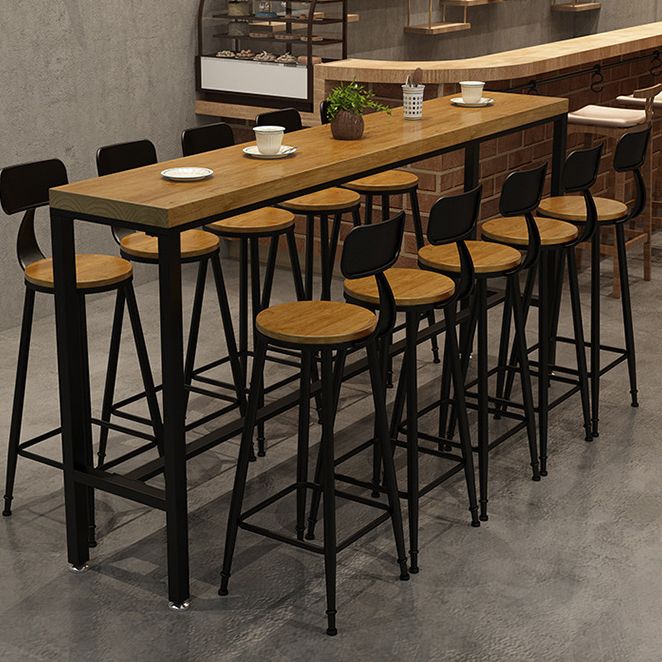 Industrial 1/2/6/11 Pieces Solid Wood Bar Table Set Fixed Counter Set for Home Use