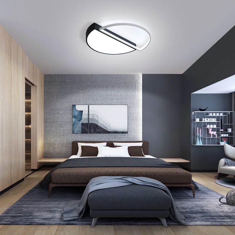 Splicing Round Flush Mount Ceiling Light Modernity Metal LED Black/White Flush Lamp in Warm/White Light/Remote Control Stepless Dimming, 18"/21.5" W