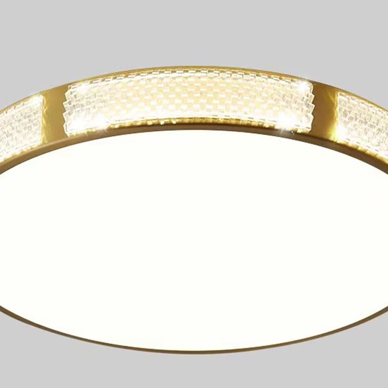 Modern Metal Ceiling Light Circle Shape Flush Mount with Glass Shade for Living Room