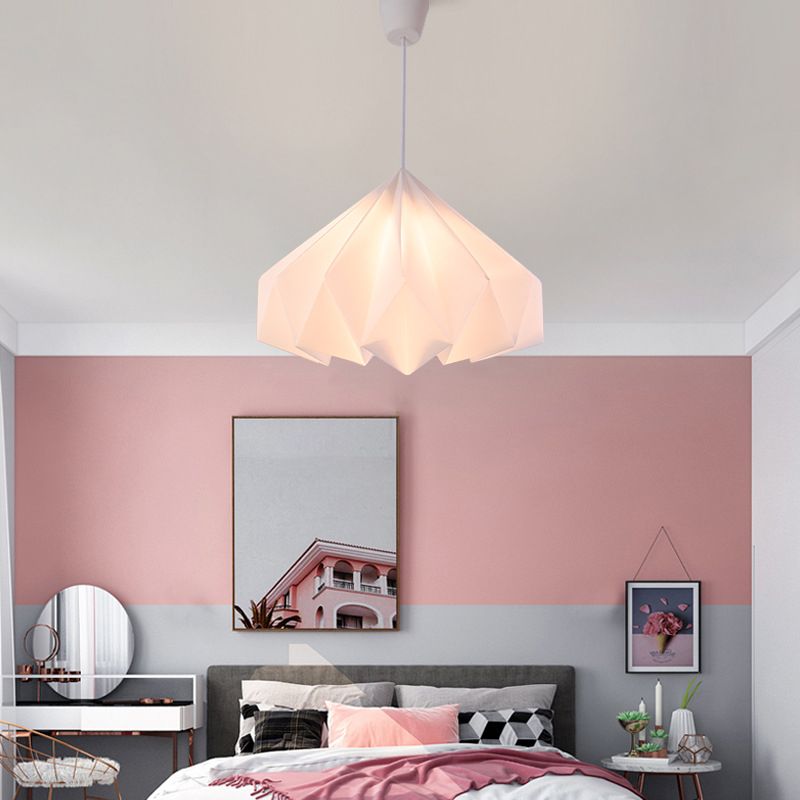Simplicity Style Modern Hanging Light Geometry Shade White Lighting Fixture for Bedroom