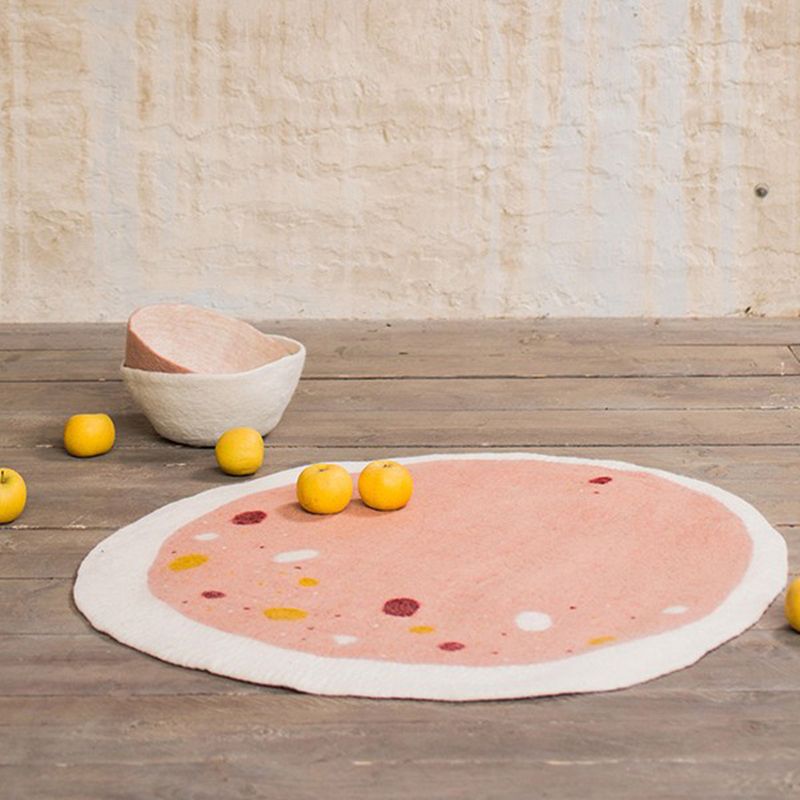 Pink Dot Carpet Polyester Nordic Area Carpet Non-Slip Backing Carpet for Living Room