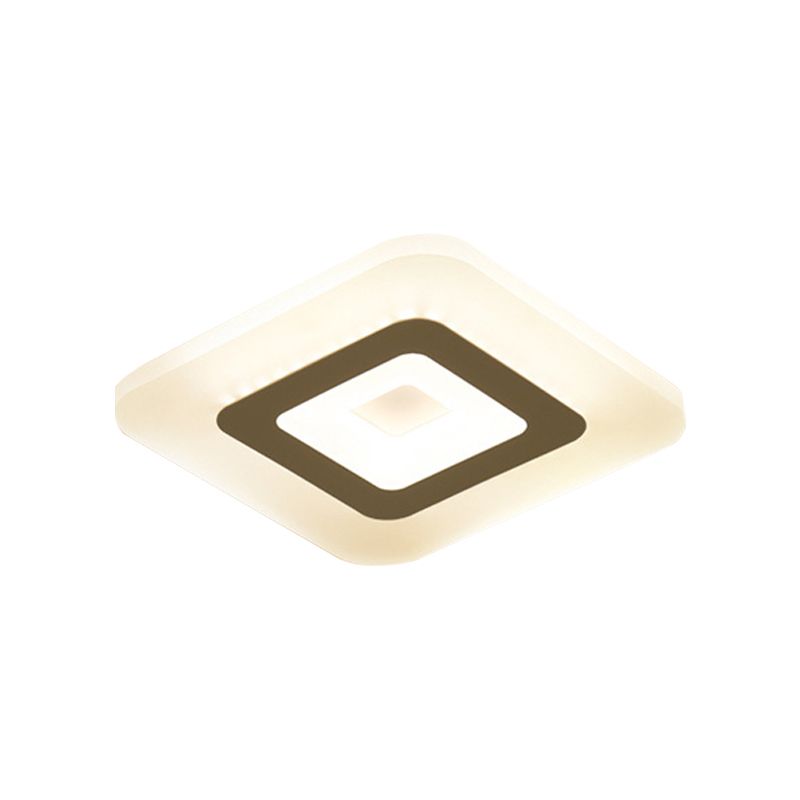 Ultrathin Hallway LED Ceiling Lamp Simplicity White Small Flush Mount Light with Floral/Square/Triangle Acrylic Shade