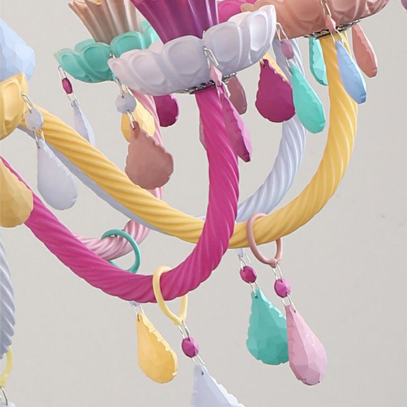 Glass Multi-Colored Ceiling Light Fixture Modern Style Candle Chandelier Lamp