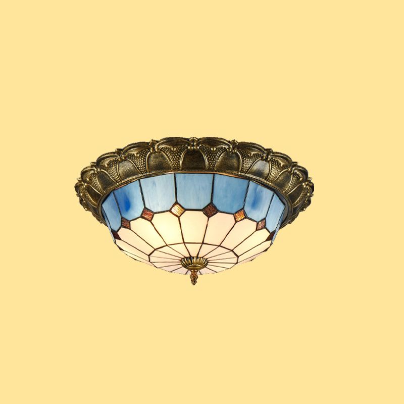 Tiffany LED Ceiling Light Geometric Glass Flush Mount for Living Room