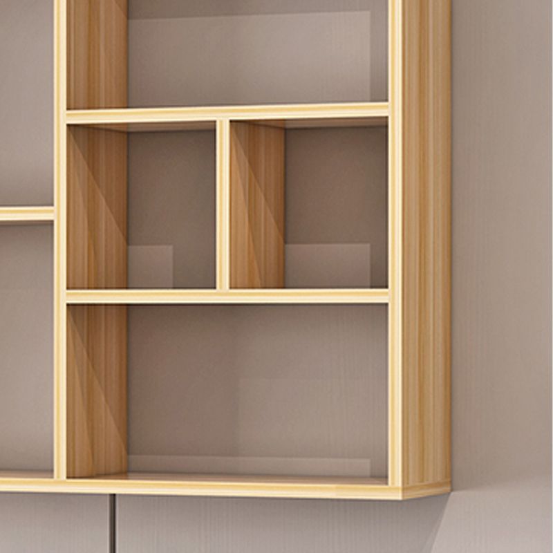 Contemporary Wall Unit Bookshelf Horizontal Manufactured Wood Bookcase