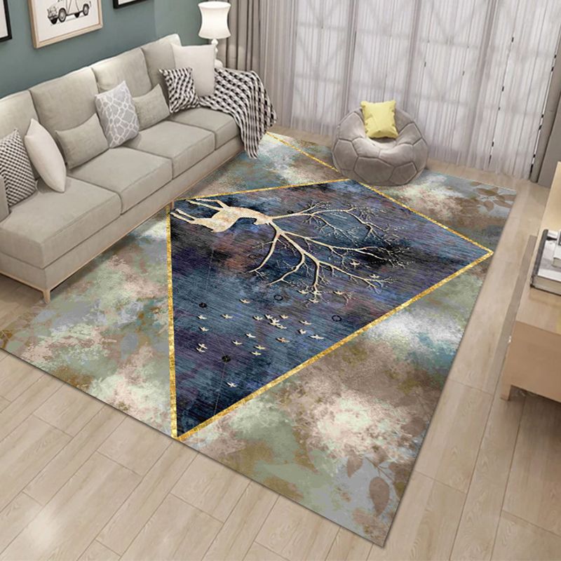 Ink Abstract Carpet Polyester Rug Stain Resistant Non-Slip Backing Rug for Living Room