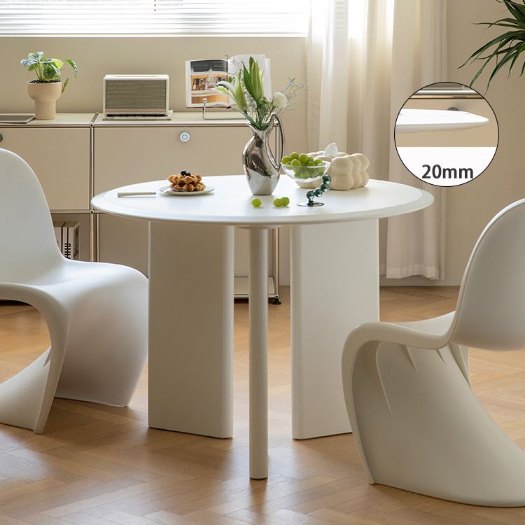 Modern Wooden Dining Room Table for 2 Person White Round Top