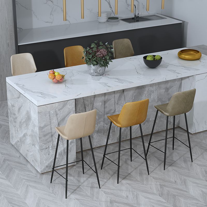 Contemporary Leather Counter Stool Armless Stool with Metal Legs