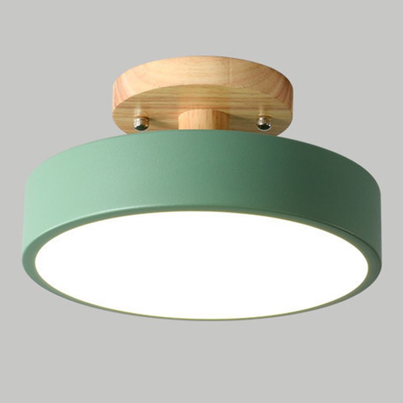 1 Light Cylindrical Ceiling Light Modern Macaron Style Metal Ceiling Lighting for Bedroom