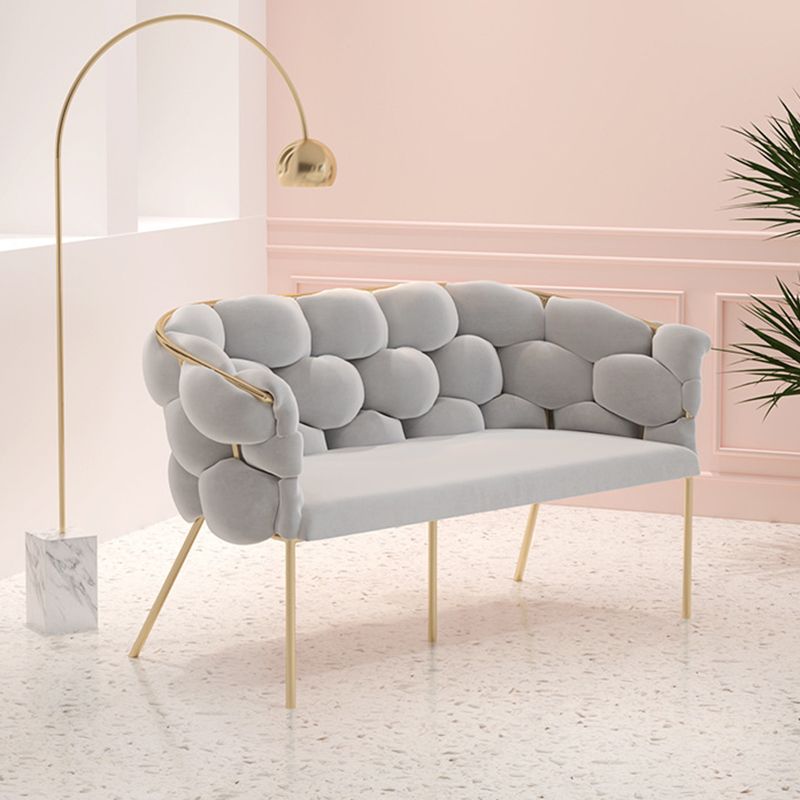 Contemporary Fabric Tuxedo Arm Settee Tight Back Standard Sofa