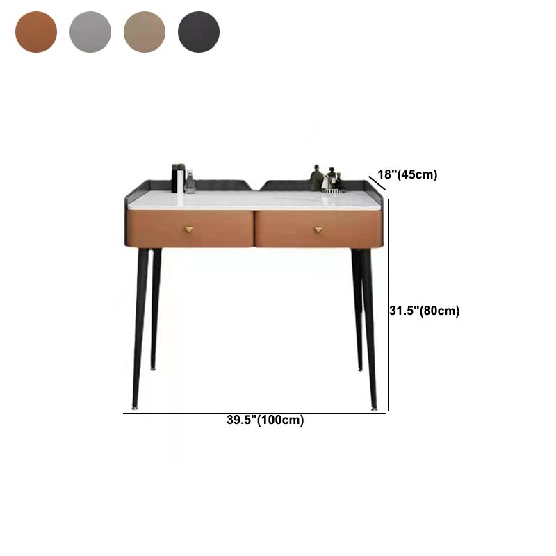Vanity Stone Makeup Dressing Table Stool Set with 2 Drawers - 31.1" H