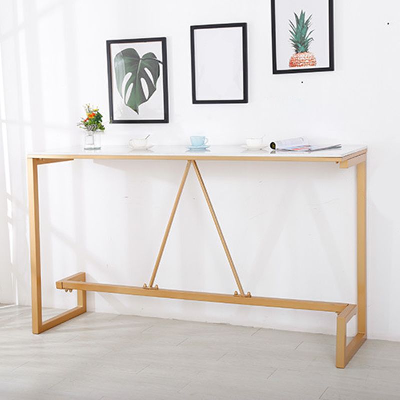 Glam Bar Height Table Faux Marble Top Bistro Bar Table with Gold Base