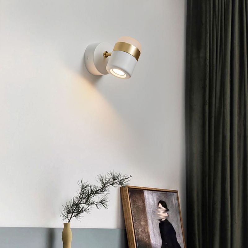 Modern Metal Wall Sconce Cylinder Shape Wall Light with Acrylic Shade for Bedroom