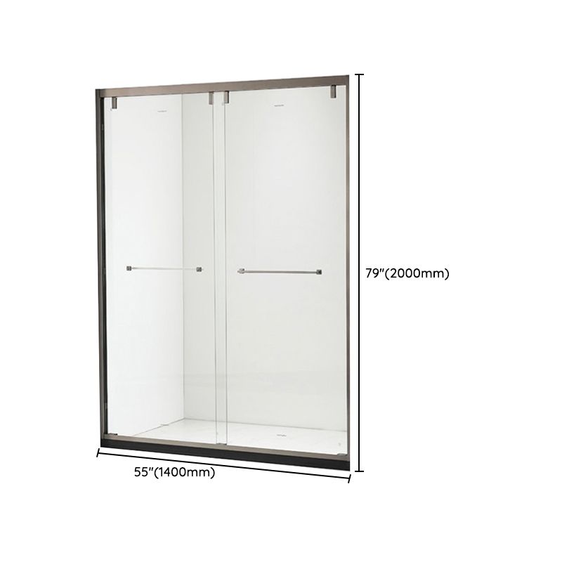 Double Sliding Semi Frameless Shower Bath Door Stainless Steel Handle Shower Door