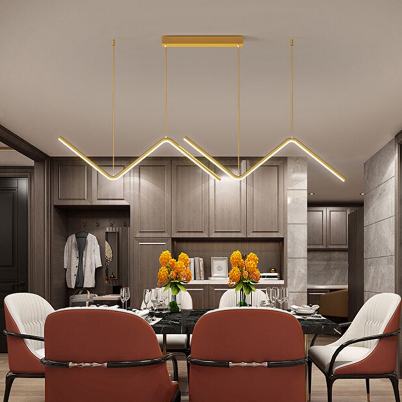 Modern Long Strip Dining Chandelier Dining Room LED Pendant Light Fixture
