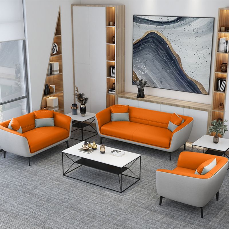 Faux Leather Tight Back Sofa Couch Standard Flared Arm Sofa Couch