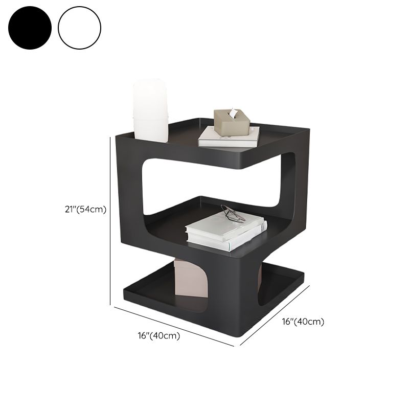 Contemporary Sofa Side Accent Table Metal Square with Storage Block Living Room