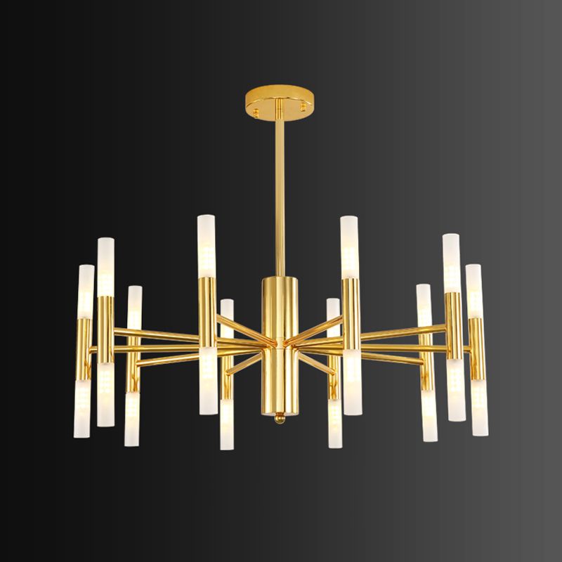 Cylindrical Chandelier Postmodern Metal Gold Hanging Light for Dining Room