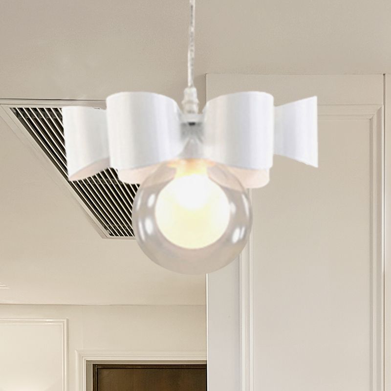 Iluminación colgante de esfera blanca con diseño de arco contemporáneo 1/3 luces lámpara de colgar de vidrio transparente
