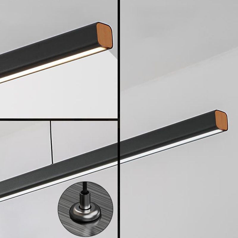 Strip Shape Island Lamp 1-Light LED Island Hanging Lamp with Acrylic Shade for Dining Room