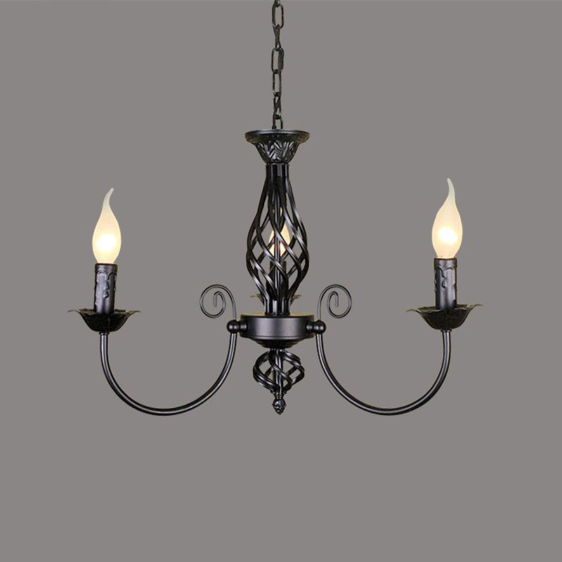 Classic American Minimalism Hanging Chandelier Light Metal Hanging Lamp Kit in Black Finish