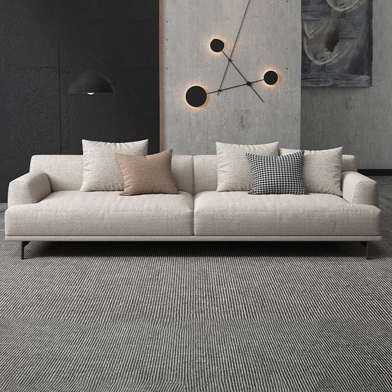 Contemporary Living Room Beige Sofa Square Arm Standard Settee