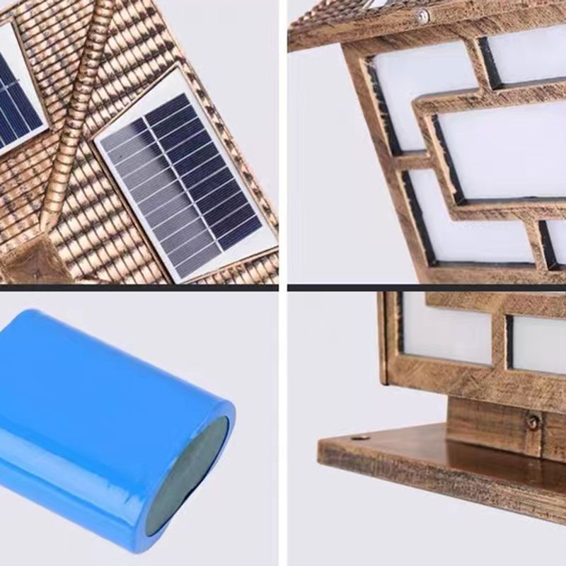 Contemporary Pillar Lamp Minimalist LED Solar Light for Backyard