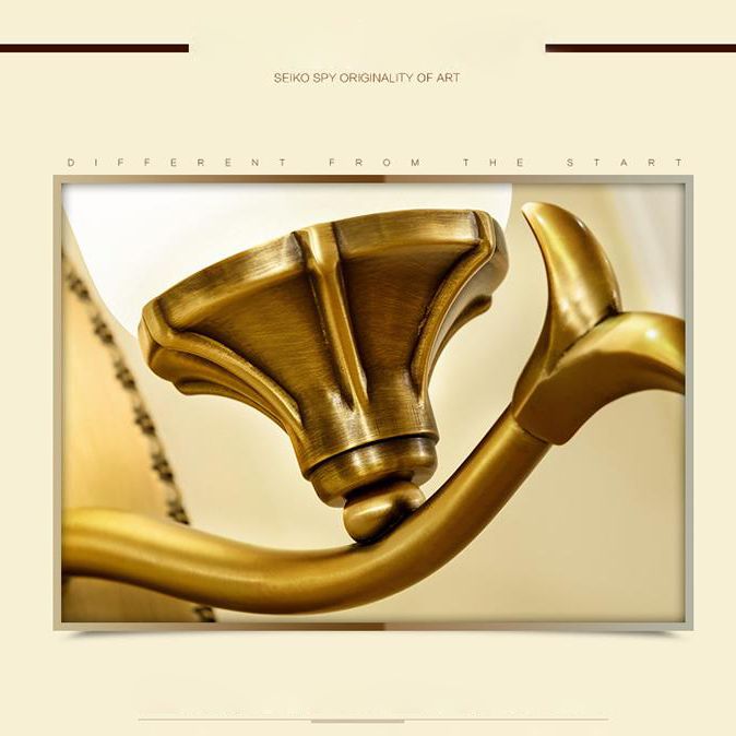 Glass Bell Wall Mount Light Fixture Traditional Bathroom Wall Sconce Lighting in Brass