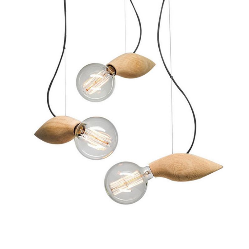 Bee Shaped Restaurant Ceiling Light Wood Single Nordic Style Hanging Pendant Light