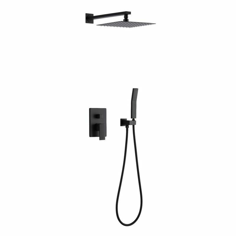 Square Adjustable Water Flow Faucet Shower Arm Shower System with Handheld Shower Head