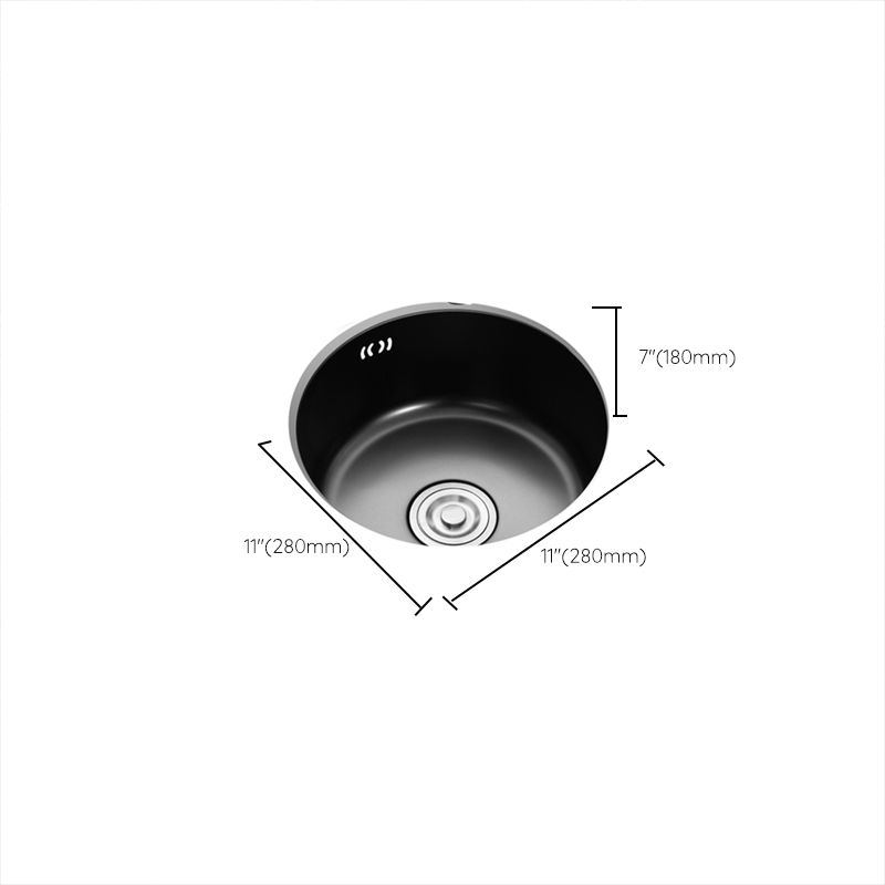 Single Bowl Kitchen Sink Round Stainless Steel Sink with Drain Strainer Kit