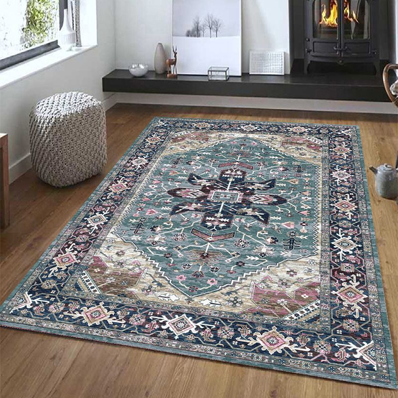 Chic Medallion Pattern Area Rug Grey Antique Area Carpet Non-Slip Backing Area Rug for Drawing Room