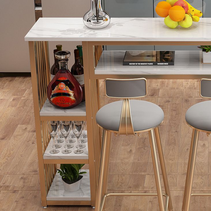 1/3 Glam Metal White and Gold Bar Stool and Table Set for Dining Room