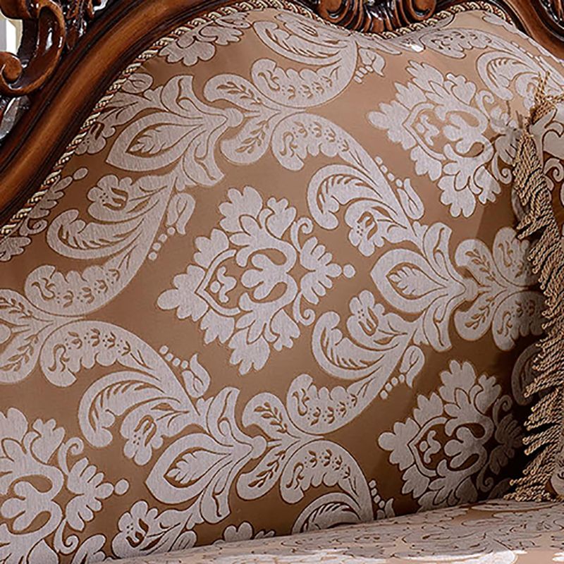 49" High Rustic Rolled Arm Sofa Linen Curved Sofa with Camel Back for Apartment