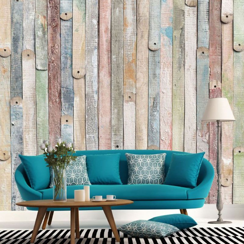 Decalcomania murale effetto legno per caffetteria, colore pastello, dimensioni personalizzate disponibili