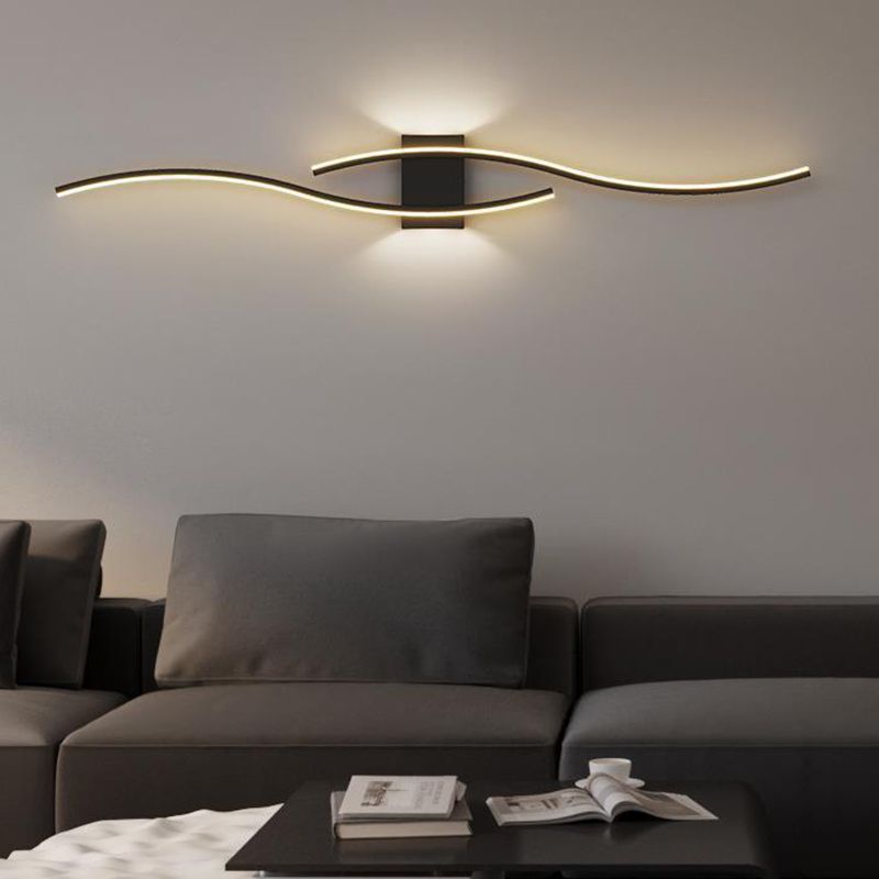 2-Light White/Black Modern Wall Mounted Sconce LED Wall Light for Bedroom