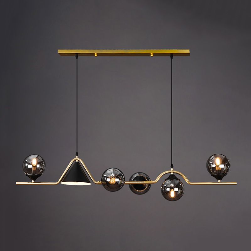 Contemporary Style Spherical Hanging Pendant Lights Glass Island Lights