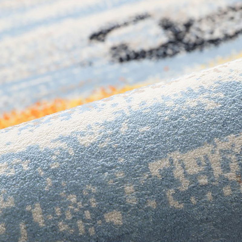 Gray Modern Area Rug Polyester Abstract Graphic Rug Washable Rug for Living Room