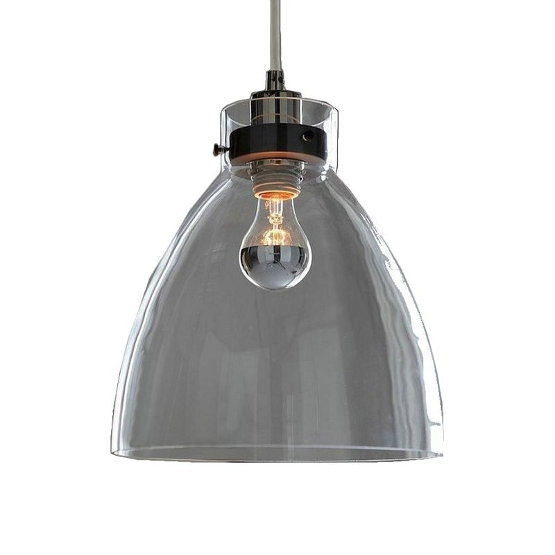 Bell Shade Down Lighting Pendant Simplicity Clear Glass 1-Light Dining Table Hanging Light