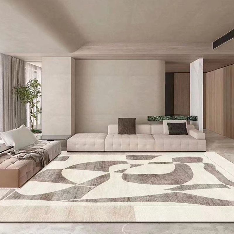Gray Casual Carpet Polyester Pattern Carpet Non-Slip Backing Carpet for Home Decor