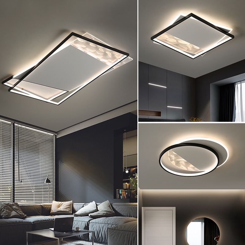 LED géométrique à LED à LED à lutte contre le plafond à la simplicité moderne Plume Plured Fer Flush Mount pour le salon