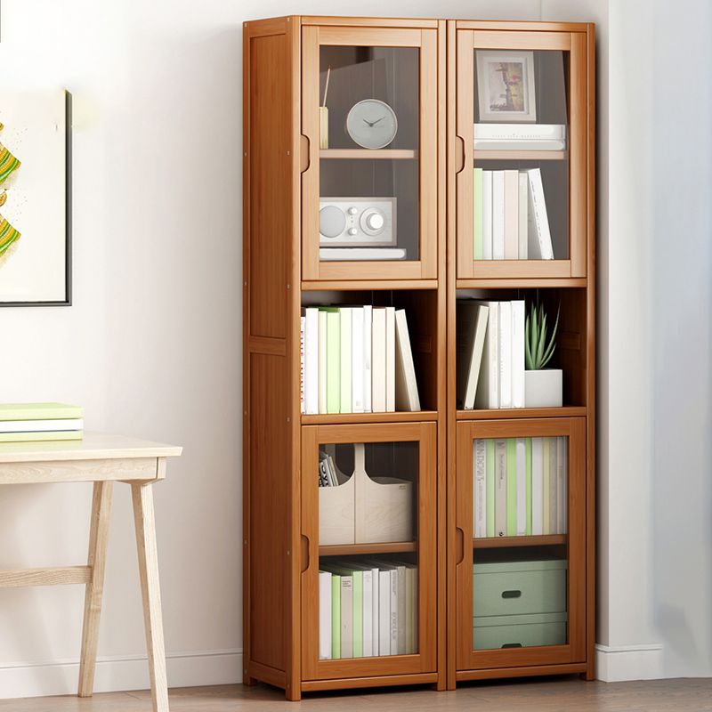 Contemporary Closed Back Bookshelf Vertical Bamboo Bookcase for Home Use