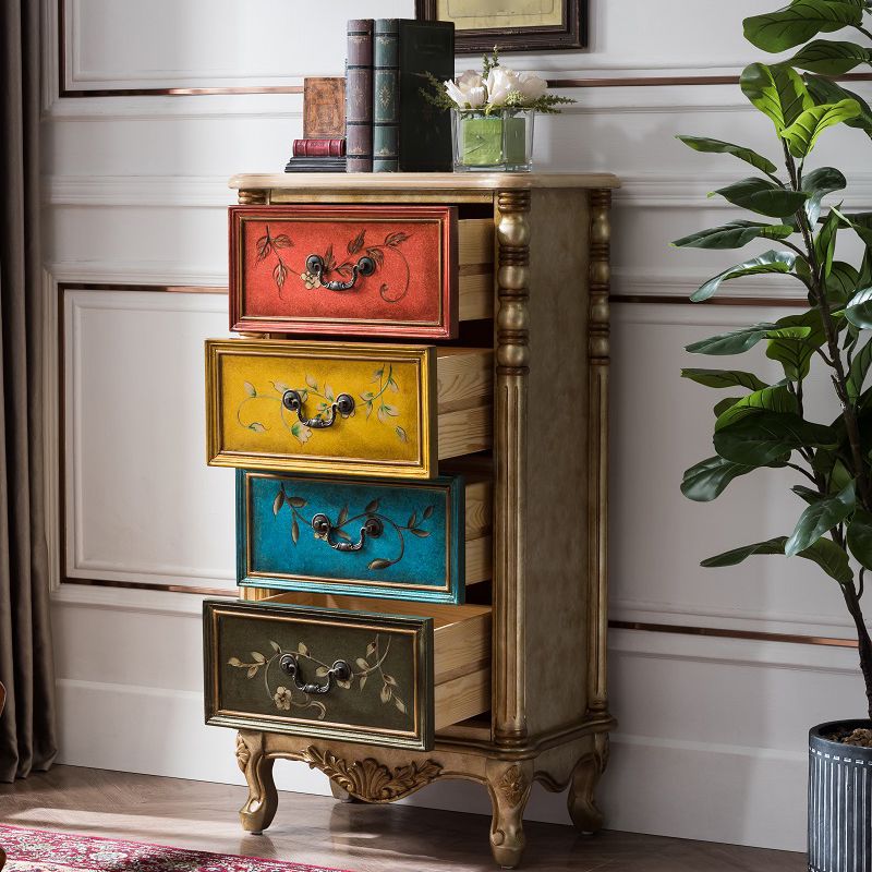 Mid-Century Modern Side Cabinet Wood Drop Handles Cabinet with Drawer