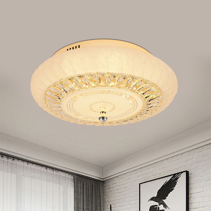 Gold Finish Round Ceiling Mount Contemporary Crystal LED Living Room Flushmount Lighting